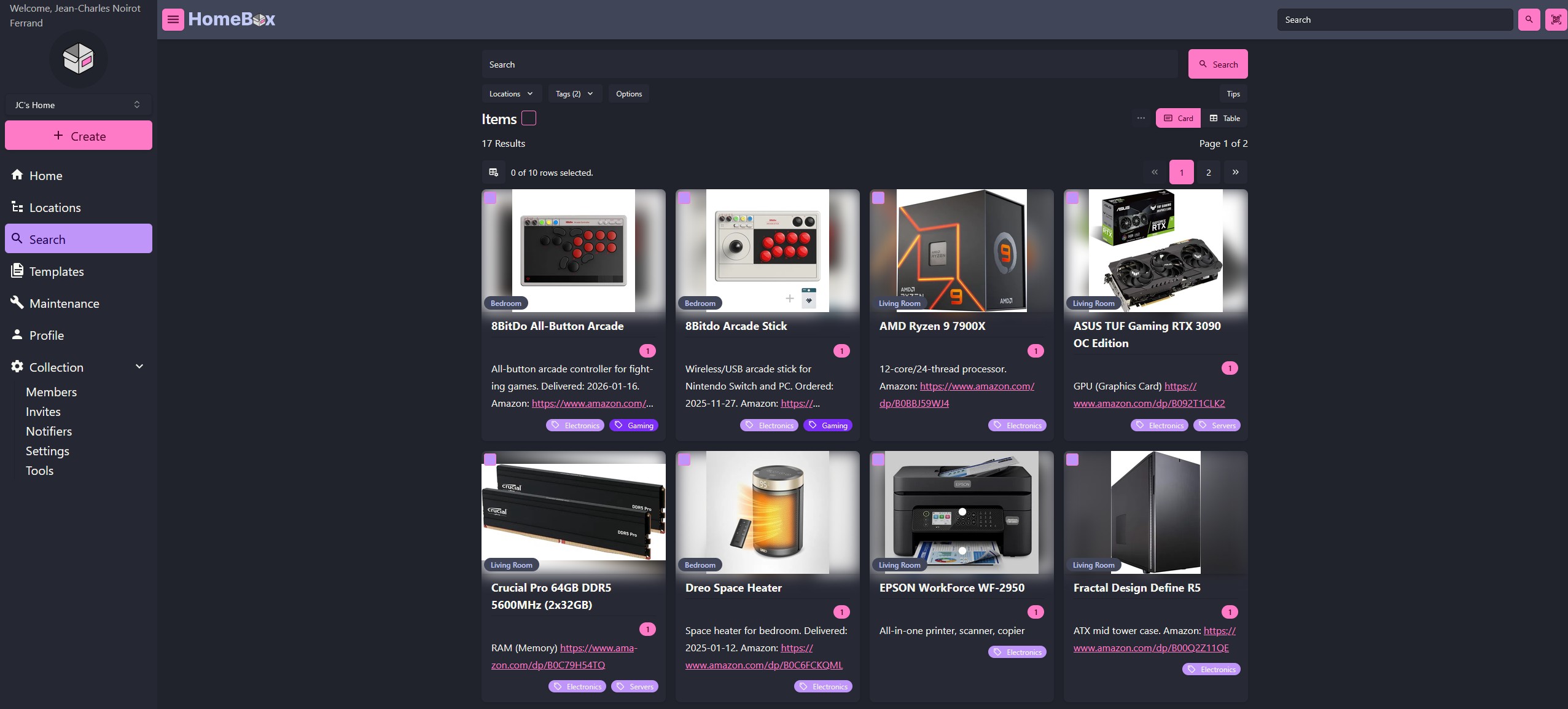 Screenshot of HomeBox